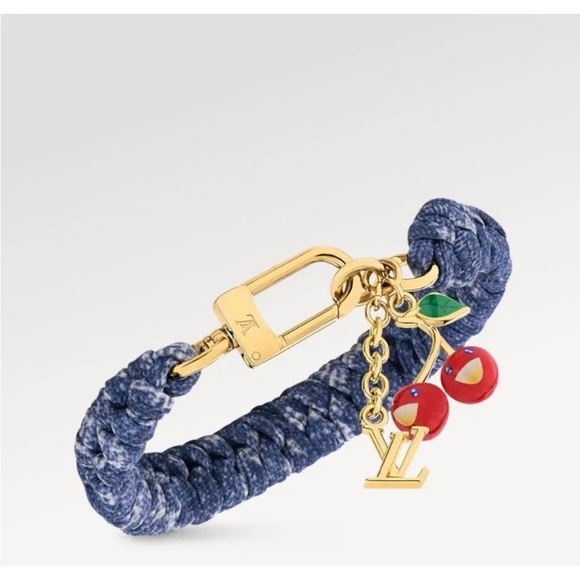 LOUIS VUITTON 🍒 LV x TM Takashi Murakami Tressage Bracelet/Denim Blue / 19 NIB - Picture 2 of 6